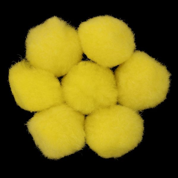 TEXTILE BEADS - POMPON POLYESTER - 25mm YELLOW 71 - PACKAGE 100pcs.