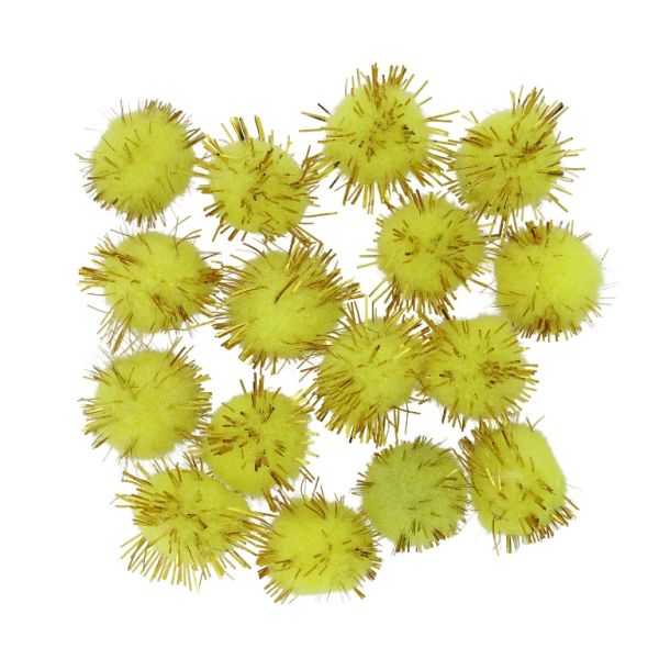 TEXTILE BEADS - POMPON POLYESTER WITH LAME - 12mm YELLOW 71 - PACKAGE 500pcs.