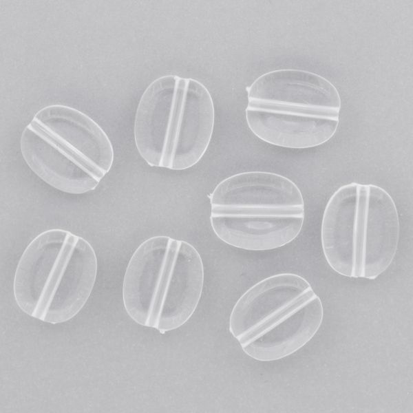 TRANSPARENT PLASTIC BEADS - TILE OVAL - 13x10.5x4mm WHITE V01 - PACKAGE 500g Hole-1.8mm (1050pcs.)