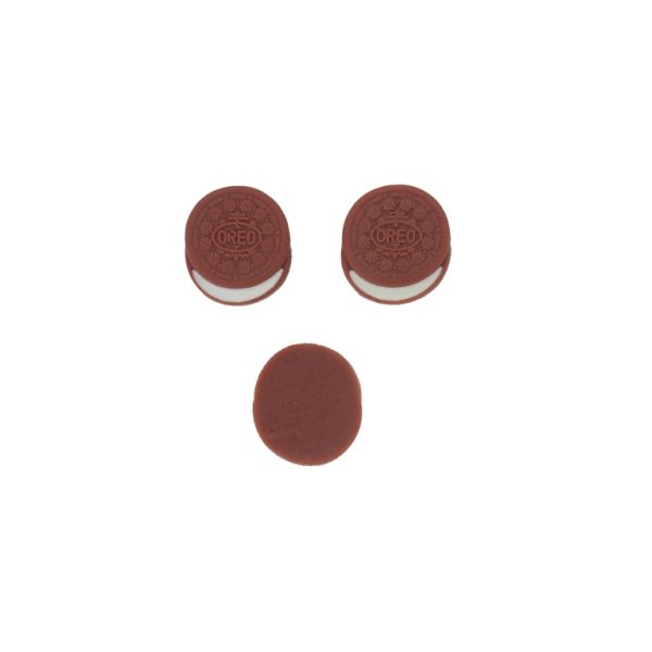 PLASTIC BEADS - RESIN 3D - FOR GLUING - BISCUIT JOINT 03 - 23x23x6mm BROWN-WHITE - PACKAGE 30pcs.