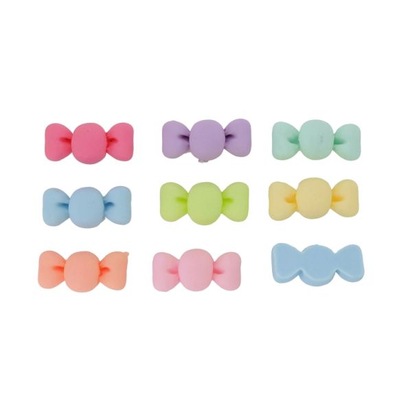 ПЛАСТМАСОВИ МЪНИСТА - РЕЗИН 3D - ЗА ЗАЛЕПВАНЕ - БОНБОН 04 - 22х14х7мм МИКС - ПАКЕТ 30 бр.  