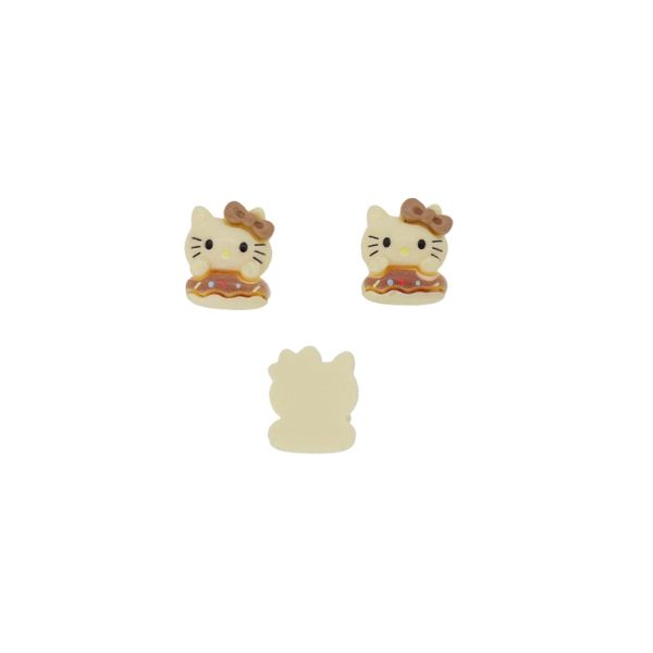 PLASTIC BEADS - RESIN 3D - FOR GLUING - KITTY 11 - 17x24x5mm BROWN (LIGHT)-ECRU - PACKAGE 30pcs.