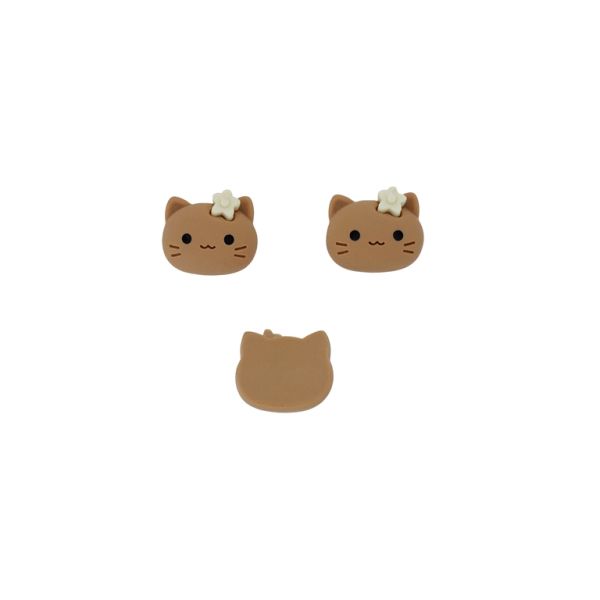 PLASTIC BEADS - RESIN 3D - FOR GLUING - KITTY 12 - 20x19x8mm BROWN (LIGHT)-ECRU-BLACK - PACKAGE 30pcs.