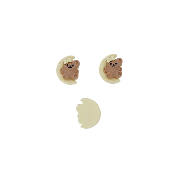 PLASTIC BEADS - RESIN 3D - FOR GLUING - MOON WITH BEAR 01 - 15x20x10mm ECRU-BROWN (LIGHT) - PACKAGE 30pcs.