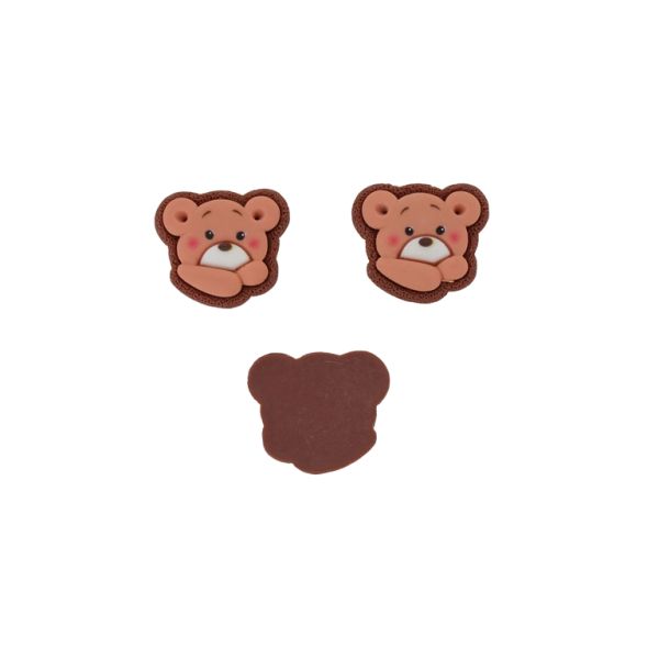 PLASTIC BEADS - RESIN 3D - FOR GLUING - BEAR 51 - 26x22x5mm BROWN-PEACH (DARK)-WHITE - PACKAGE 30pcs.