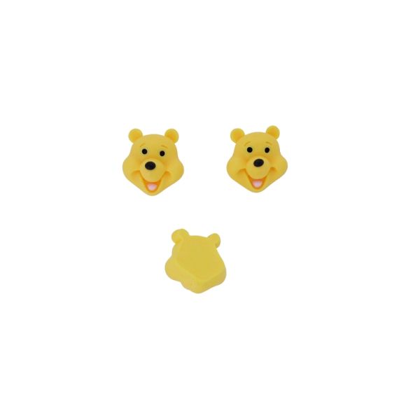 PLASTIC BEADS - RESIN 3D - FOR GLUING - WINNIE THE POOH 03 - 17x21x12mm YELLOW-BLACK-PINK (LIGHT) - PACKAGE 30pcs.