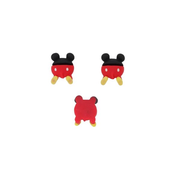PLASTIC BEADS - RESIN 3D - FOR GLUING - MICKEY MOUSE 05 - 16x22x8mm BLACK-RED-YELLOW - PACKAGE 30pcs.