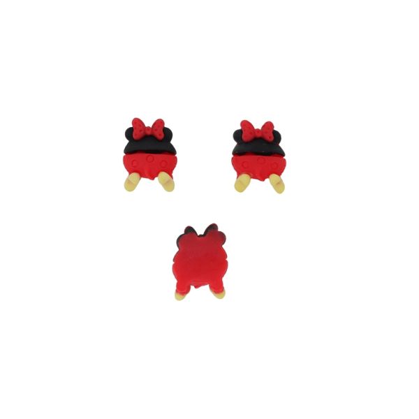 PLASTIC BEADS - RESIN 3D - FOR GLUING - MINNIE MOUSE 09 - 16x22x8mm RED-BLACK-ECRU - PACKAGE 30pcs. 