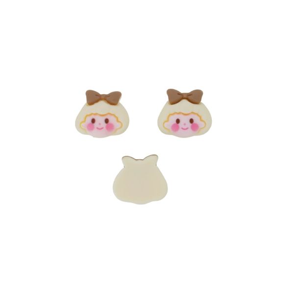 PLASTIC BEADS - RESIN 3D - FOR GLUING - GIRL 31 - 22x22x8mm ECRU-PINK (LIGHT)-BROWN (LIGHT) - PACKAGE 30pcs. 