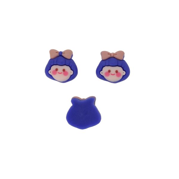 PLASTIC BEADS - RESIN 3D - FOR GLUING - GIRL 32 - 24x23x8mm PINK (LIGHT)-BLUE (DARK)-PINK (DARK) - PACKAGE 30pcs. 