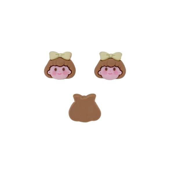 PLASTIC BEADS - RESIN 3D - FOR GLUING - GIRL 33 - 22x22x8mm BROWN (LIGHT)-PINK (LIGHT)-ECRU - PACKAGE 30pcs. 