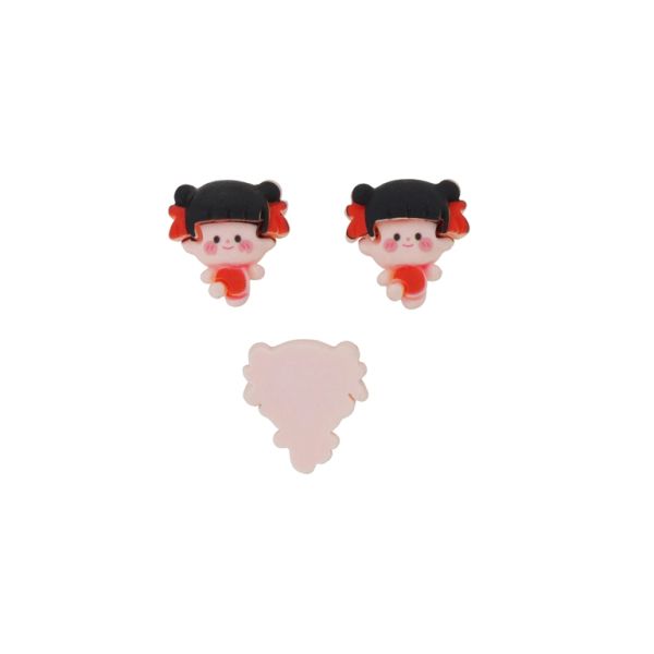 PLASTIC BEADS - RESIN 3D - FOR GLUING - GIRL 35 - 22x28x8mm BLACK-RED-PINK (LIGHT) - PACKAGE 30pcs. 