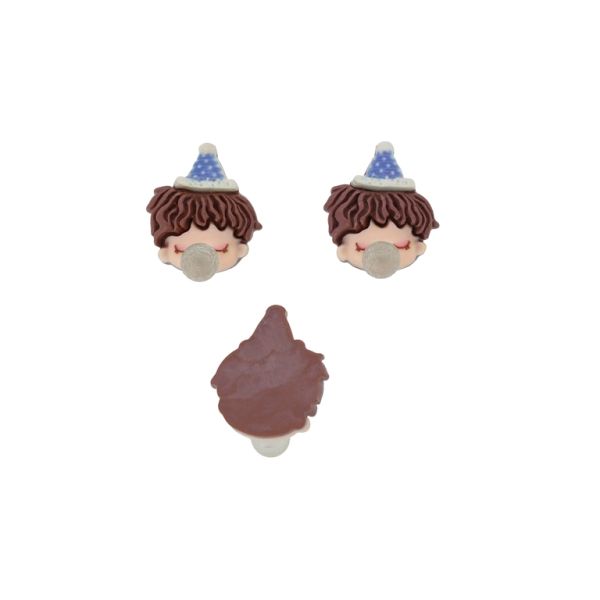 PLASTIC BEADS - RESIN 3D - FOR GLUING - GIRL 38 BALLOON - 24x27x11mm BROWN-BLUE-WHITE - PACKAGE 30pcs.