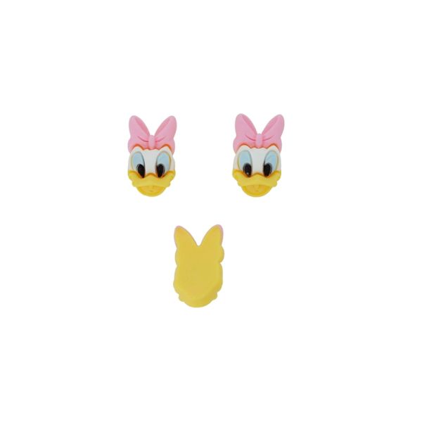 PLASTIC BEADS - RESIN 3D - FOR GLUING - DAISY DUCK 04 - 15x25x8mm YELLOW-BLUE (LIGHT)-PINK (LIGHT) - PACKAGE 30pcs.