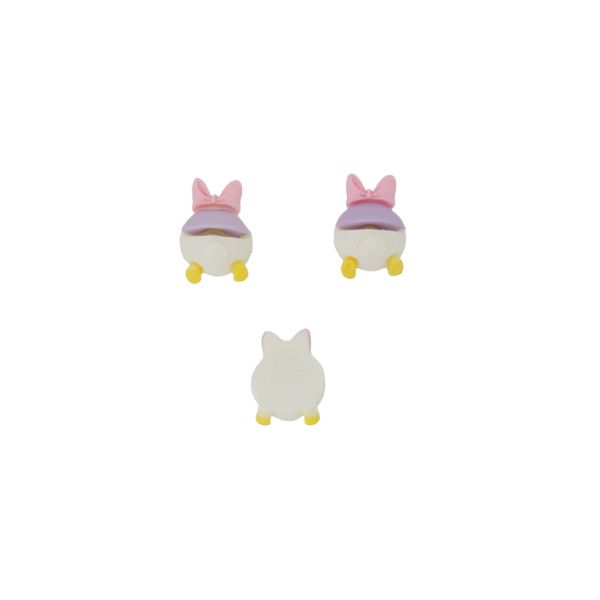 PLASTIC BEADS - RESIN 3D - FOR GLUING - DAISY DUCK 05 - 15x21x10mm PINK (LIGHT)-PURPLE (LIGHT)-WHITE - PACKAGE 30pcs. 