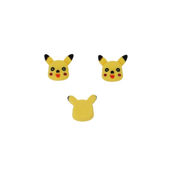 PLASTIC BEADS - RESIN 3D - FOR GLUING - PIKACHU 04 - 20x18x10mm YELLOW-BLACK-RED - PACKAGE 30pcs.