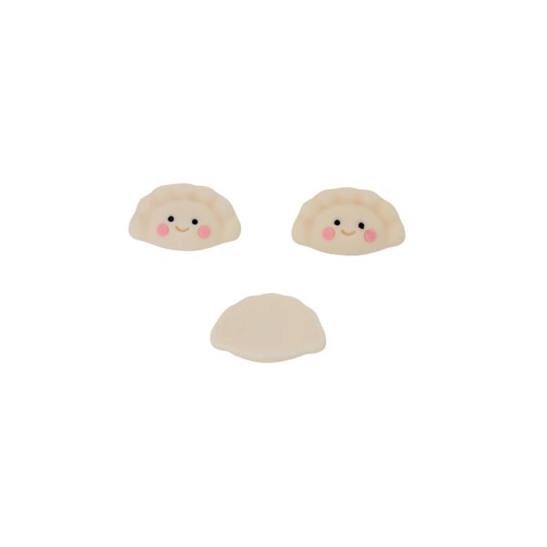 PLASTIC BEADS - RESIN 3D - FOR GLUING - RAVIOLA 01 - 25x18x7mm ECRU-PINK-BLACK - PACKAGE 30pcs. 