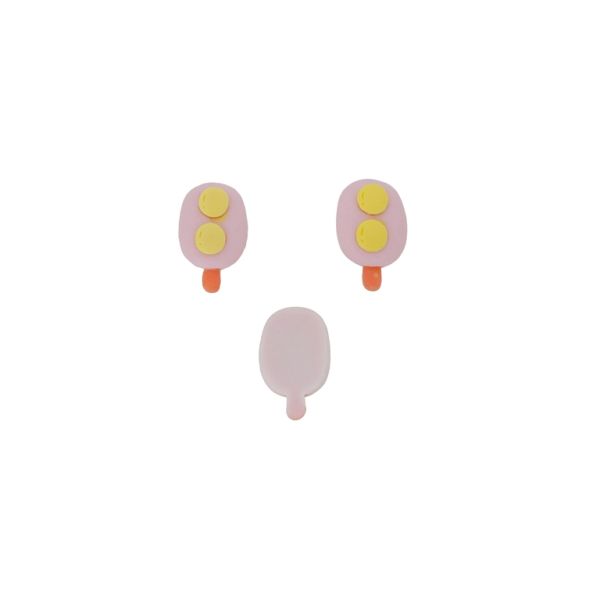 PLASTIC BEADS - RESIN 3D - FOR GLUING - ICE CREAM 12 - 14x23x7mm PINK (LIGHT)-YELLOW (LIGHT)-ORANGE - PACKAGE 30pcs.