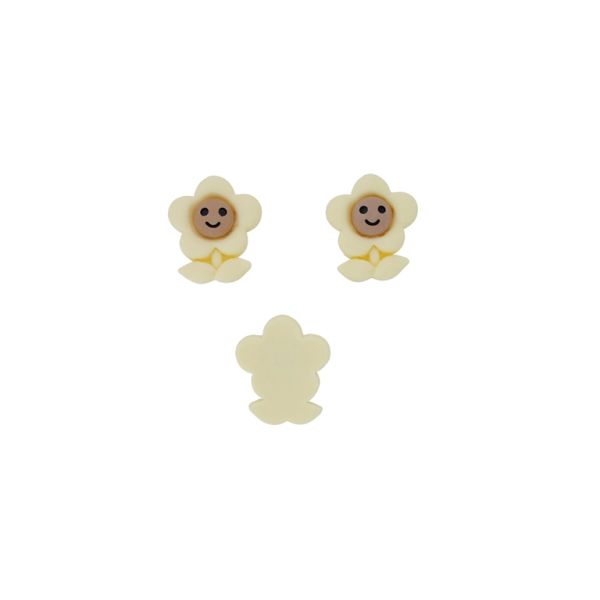 PLASTIC BEADS - RESIN 3D - FOR GLUING - FLOWER 27 - 19x6mm ECRU-BROWN (LIGHT) - PACKAGE 30pcs.