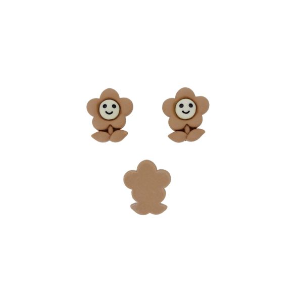 PLASTIC BEADS - RESIN 3D - FOR GLUING - FLOWER 27 - 19x6mm BROWN (LIGHT)-ECRU - PACKAGE 30pcs.