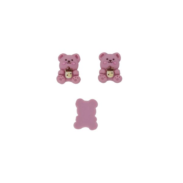 PLASTIC BEADS - RESIN 3D - FOR GLUING - BEAR 40 - 16x23x6mm ROSE DUST-BROWN-ECRU - PACKAGE 30pcs.