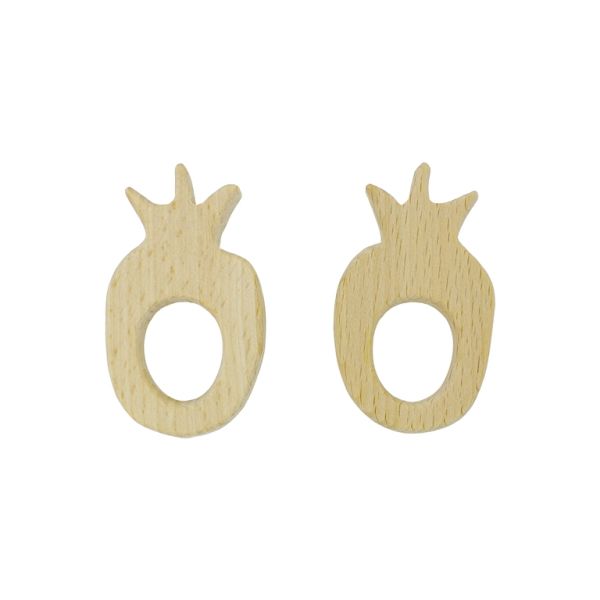 WOODEN STICKS - PINEAPPLE 01 - 43x74x10mm NATURAL - PACKAGE 6pcs. Hole-22x27mm