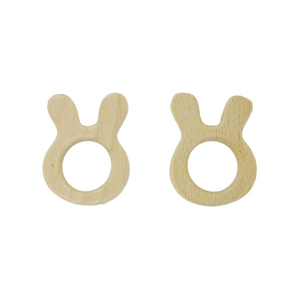 WOODEN STICKS - RABBIT 01 - 47x61x10mm NATURAL - PACKAGE 6pcs. Hole-28mm