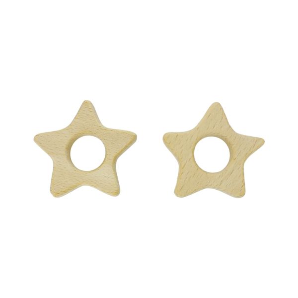 WOODEN STICKS - STAR 01 - 56x10mm NATURAL - PACKAGE 6pcs. Hole-20mm