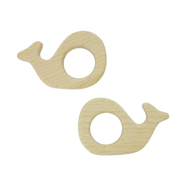 WOODEN STICKS - WHALE 01 - 76x50x10mm NATURAL - 1pc. Hole-28mm