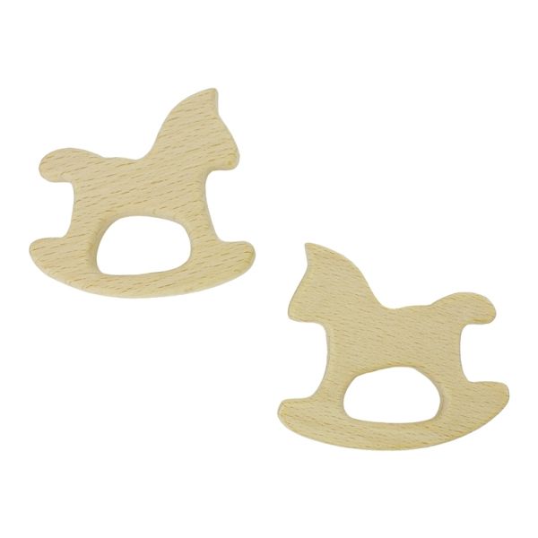WOODEN STICKS - ROCKING HORSE 01 - 70x65x10mm NATURAL - 1pc. Hole-30x17mm