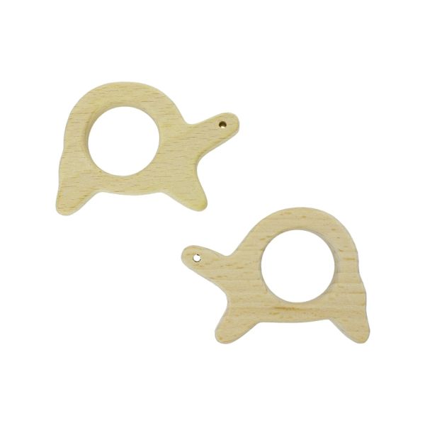 WOODEN STICKS - TURTLE 01 - 63x65x10mm NATURAL - PACKAGE 6pcs. Hole-28mm