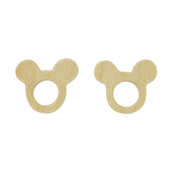 WOODEN STICKS - MICKEY 01 - 60x50x10mm NATURAL - 1pc. Hole-22mm