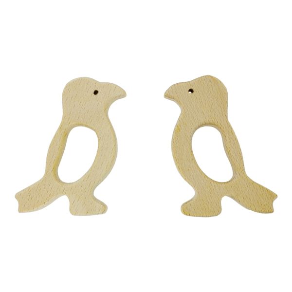 WOODEN STICKS - BIRD 01 - 52x80x10mm NATURAL - PACKAGE 6pcs. Hole-20x35mm