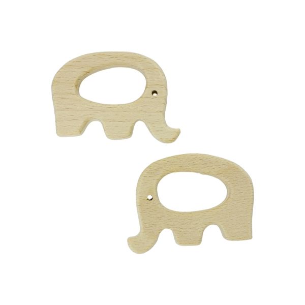 WOODEN STICKS - ELEPHANT 01 - 66x48x10mm NATURAL - 1pc. Hole-37x21mm