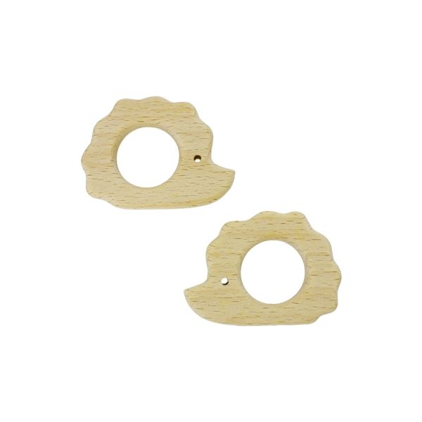 WOODEN STICKS - HEDGEHOG 01 - 60x45x10mm NATURAL - 1pc. Hole-25mm