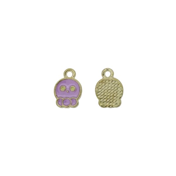 METAL BEADS WITH ENAMEL - PENDANT - OCTOPUS 01 - 8x12x1.7mm GOLD-PURPLE-YELLOW (LIGHT) - PACKAGE 100pcs. Hole-1.5mm