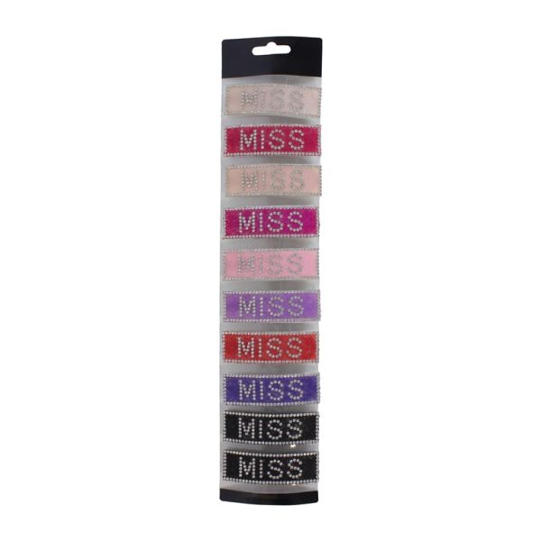 БИЖУТЕРИЯ - ФИБА - ТИК-ТАК - МЕТАЛ И КРИСТАЛИ - НАДПИС 01 MISS - 7.3х2.4х0.5см МИКС - ПАКЕТ 10 бр.