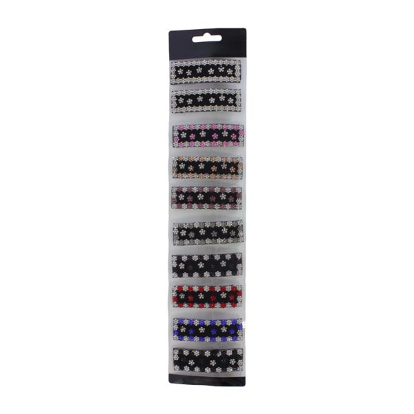 БИЖУТЕРИЯ - ФИБА - ТИК-ТАК - МЕТАЛ И КРИСТАЛИ - ЦВЕТЕ 01 - 7.0х2.2х0.3см МИКС - ПАКЕТ 10 бр.