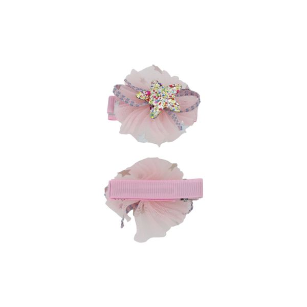 JEWELRY - METAL SNAP HAIR CLIP WITHOUT HOLE - METAL AND SATIN - STAR 02 - 4.8x3.9x1.4cm NICKEL AND MIX - 5pcs.