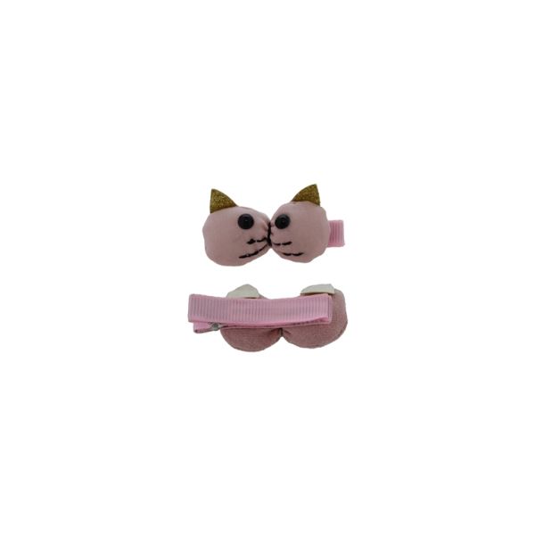 JEWELRY - METAL SNAP HAIR CLIP WITHOUT HOLE - METAL AND SATIN - CAT 01 - 4.8x3.1x1.8cm NICKEL-PINK-GOLD - 5pcs.