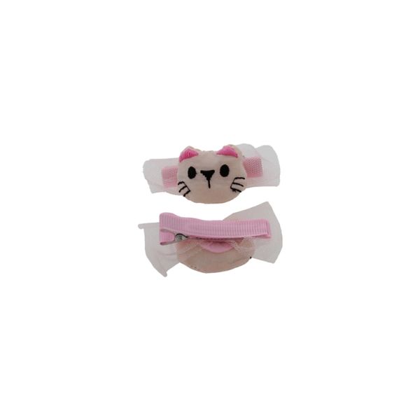 JEWELRY - METAL SNAP HAIR CLIP WITHOUT HOLE - METAL AND SATIN - CAT 02 - 4.8x2.7x2.1cm NICKEL-PINK-CYCLAMEN - 5pcs.