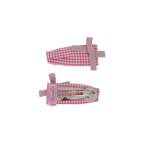 JEWELRY - METAL SNAP HAIR CLIP WITHOUT HOLE - METAL AND SATIN - RIBBON 01 - 6.0x2.4cm NICKEL AND MIX - 5pcs.