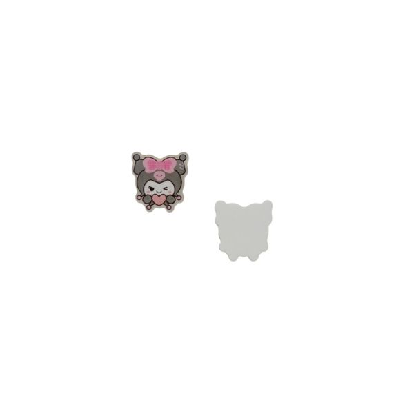 PLASTIC BEADS - RESIN 2D - FOR GLUING - CAT WITH SKULL 06 - 17x17x3mm GRAY-PINK-WHITE - PACKAGE 30pcs.