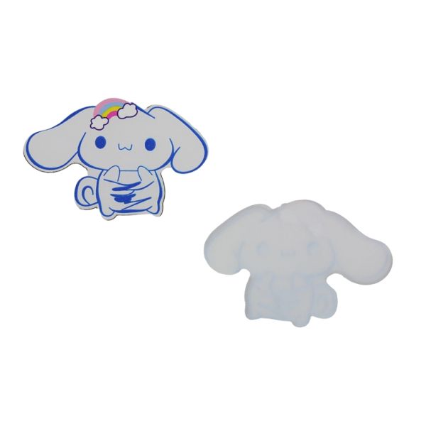 PLASTIC BEADS - RESIN 2D - FOR GLUING - DOG 28 RAINBOW - 54x36x2mm BLUE-WHITE-PINK (LIGHT) - PACKAGE 20pcs.