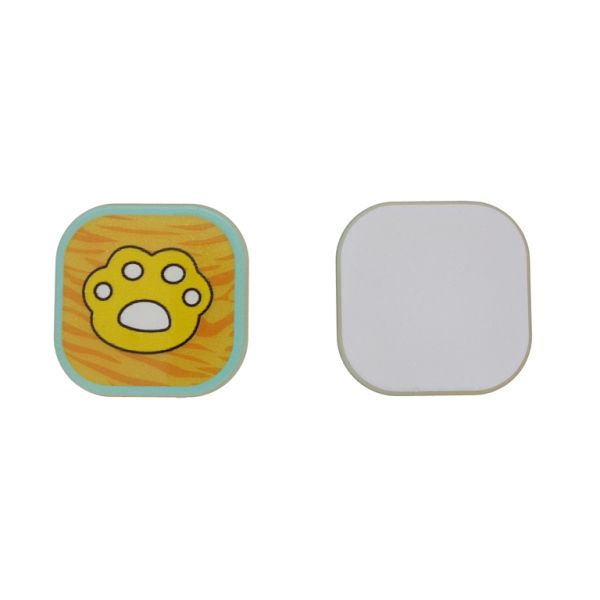 ПЛАСТМАСОВИ МЪНИСТА - РЕЗИН 2D - ЗА ЗАЛЕПВАНЕ - ЛАПА 01 - 39х39х2мм ЖЪЛТО-ОРАНЖЕВО-ТЮРКОАЗ СВ. - ПАКЕТ 20 бр.