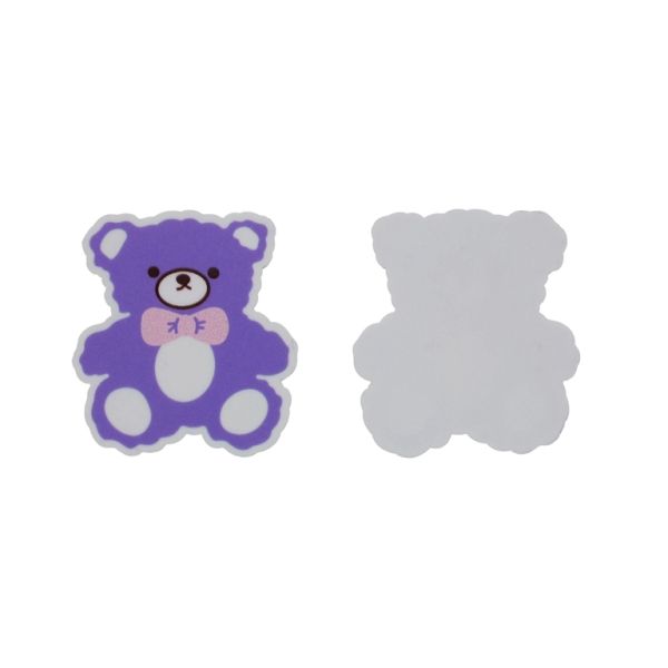 PLASTIC BEADS - RESIN 2D - FOR GLUING - BEAR 60 BOW TIE - 41x45x2mm PURPLE-PINK (LIGHT)-WHITE - PACKAGE 20pcs.