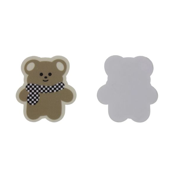 PLASTIC BEADS - RESIN 2D - FOR GLUING - BEAR 61 SCARF - 41x45x2mm BEIGE (DARK)-ECRU-BLACK - PACKAGE 20pcs.