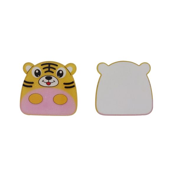 PLASTIC BEADS - RESIN 2D - FOR GLUING - TIGER 17 - 38x38x1.7mm YELLOW-PINK (LIGHT)-WHITE - PACKAGE 20pcs.