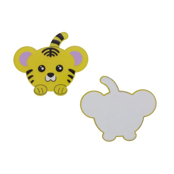 PLASTIC BEADS - RESIN 2D - FOR GLUING - TIGER 19 - 53x46x2mm YELLOW-BLACK-PURPLE (LIGHT) - PACKAGE 20pcs.