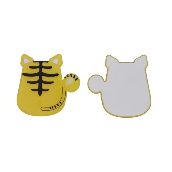 PLASTIC BEADS - RESIN 2D - FOR GLUING - TIGER 21 - 44x45x2mm YELLOW-BLACK-WHITE - PACKAGE 20pcs.